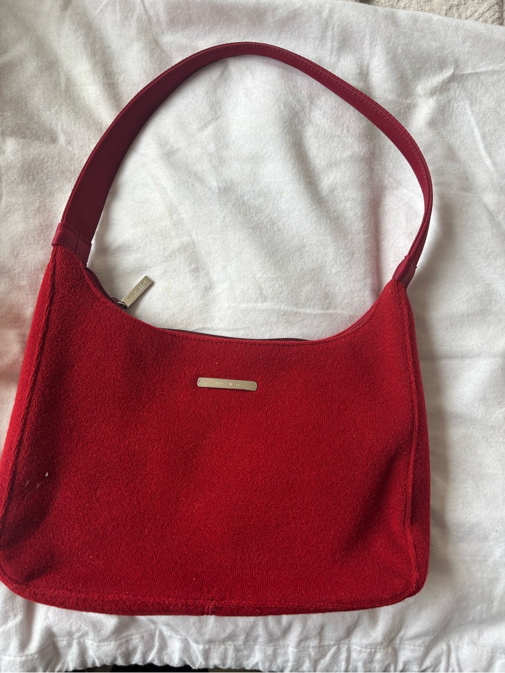 Vintage Nine West Red Fabric Shoulder Bag – Classic Y2K Minimalist Purse
